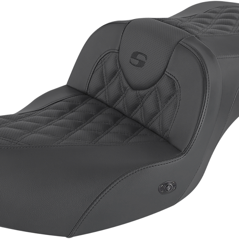 SADDLEMEN Roadsofa* Seat - Without Backrest - Full Lattice Stitch - Black - Heated - GL I20-06-182HCT