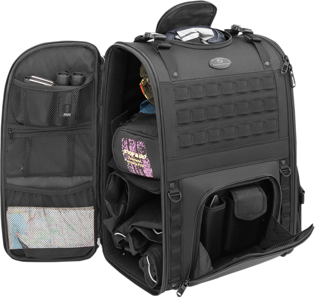 SADDLEMEN S3500 Tactical Sissy Bar Bag - Black EX000040A