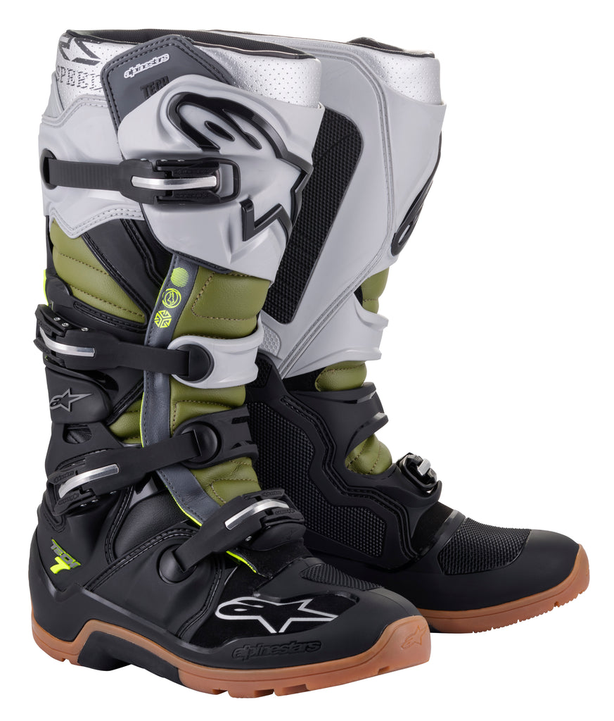 Tech 7 Enduro Boots Blk/Slvr/Mltry Grn Sz 07