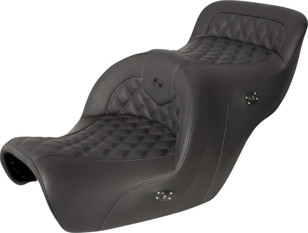 SADDLEMEN RoadSofa* Seat - without Backrest - Full Lattice Stitch - Black - Heated - GL1500 '88-'00 H88-07-182HCT