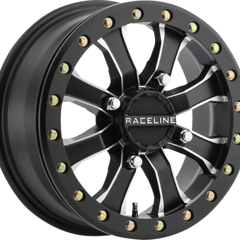 RACELINE WHEELS Wheel - Black Mamba - Beadlock - Front/Rear - Black/Machined - 15x6 - 4/156 - 5+1 A71MB-56056-51