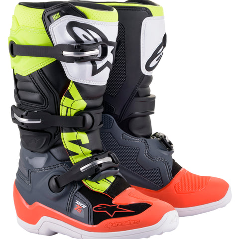 Tech 7s Boots Dark Grey/ Red Fluo/Yellow Fluo Sz 02