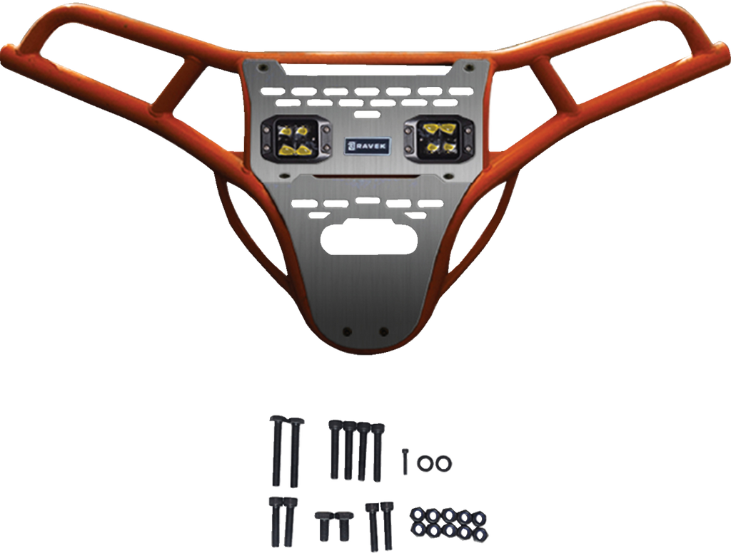 RAVEK Front Bumper/Skid Plate with Amber Lights - Orange - RZR XP 1000 64-317ORLA