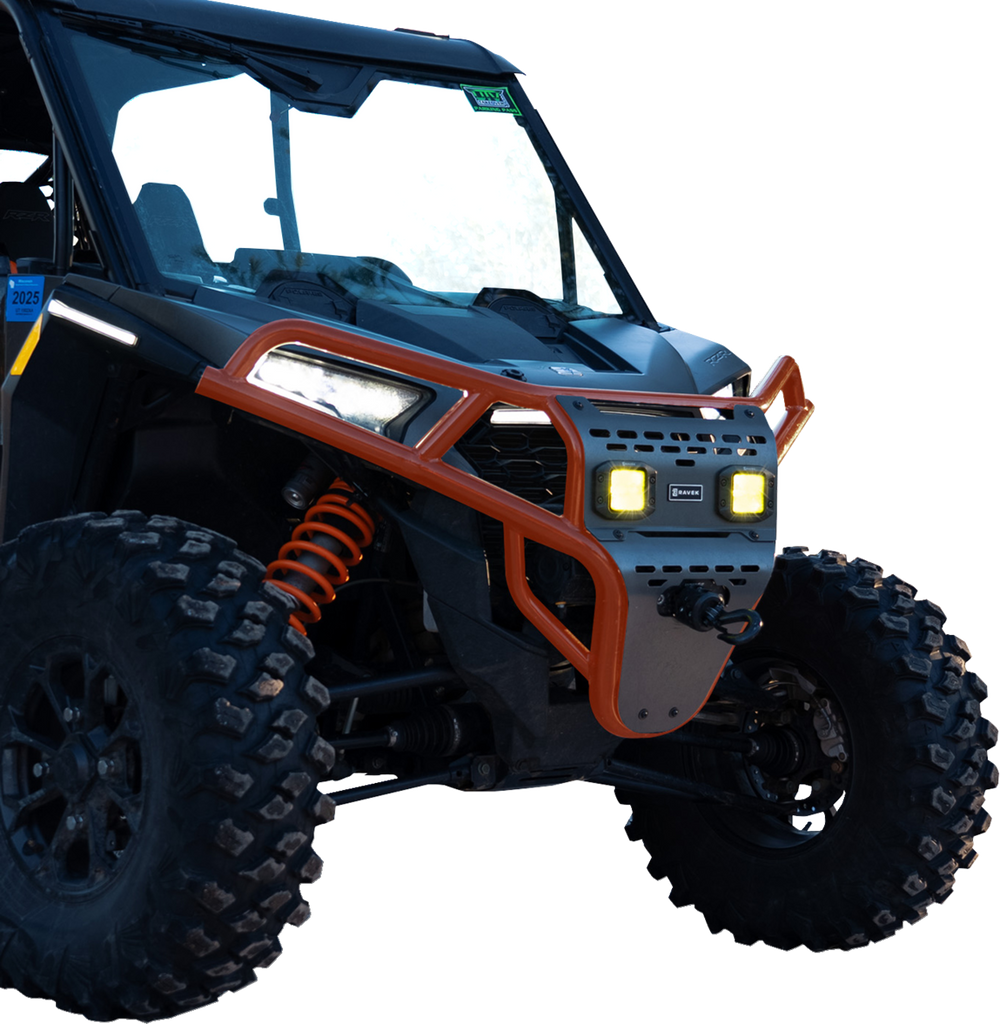 RAVEK Front Bumper/Skid Plate with Amber Lights - Orange - RZR XP 1000 64-317ORLA