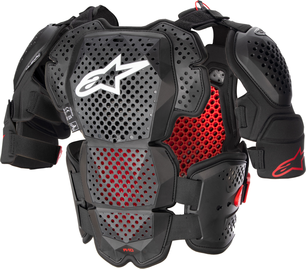 A 10 V2 Full Chest Protector Anthracite/Black/Red Md/Lg
