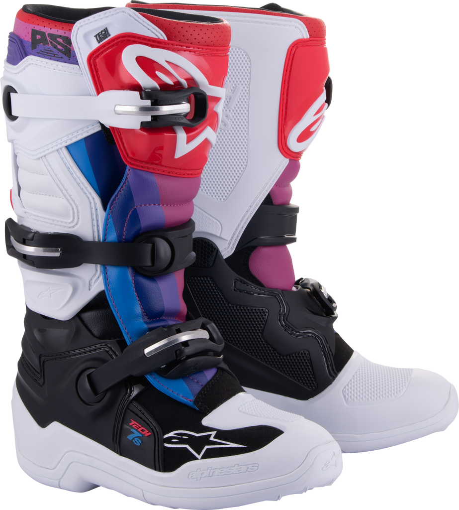 Tech 7s Boots Wht/Blk/Rainbow Sz 2