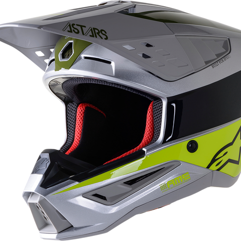 ALPINESTARS SM5 Helmet - Bond - Silver/Yellow/Green - Medium 8303522-1956-MD