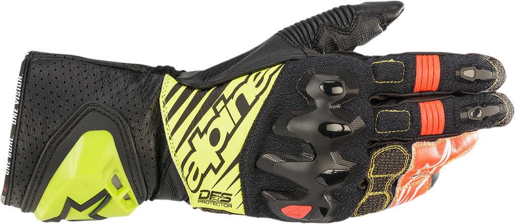 ALPINESTARS GP Tech v2 Gloves - Black/Fluo Yellow/White/Fluo Red - Large 3556622-1503-L