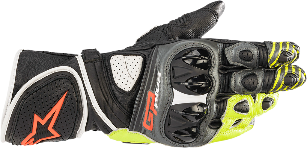 ALPINESTARS GP Plus R v2 Gloves - Metallic Gray/Black/Fluo Yellow/Fluo Red - 2XL 3556520-9135-2X