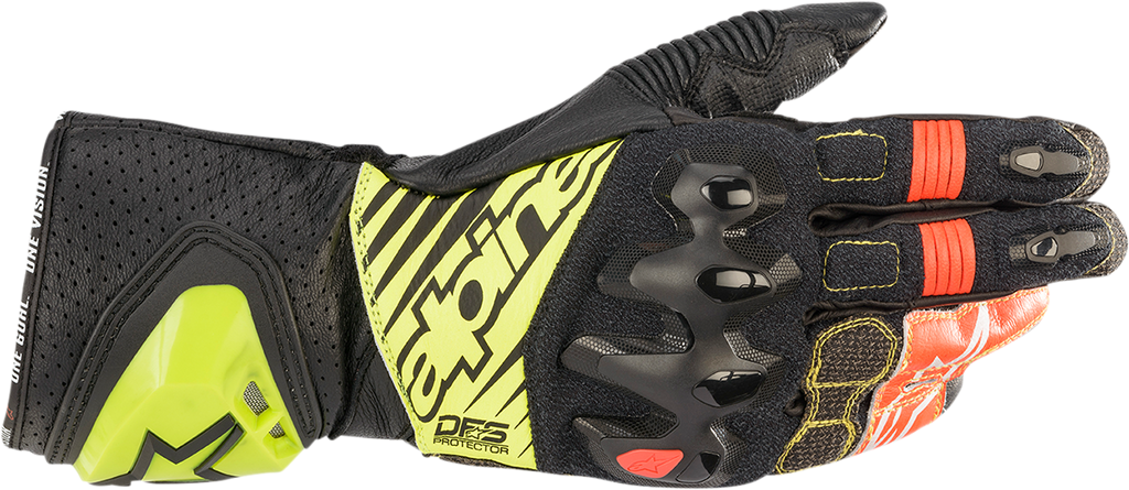 ALPINESTARS GP Tech V2 S Gloves - Black/Fluo Yellow/White/Fluo Red - Large 3556422-1503-L