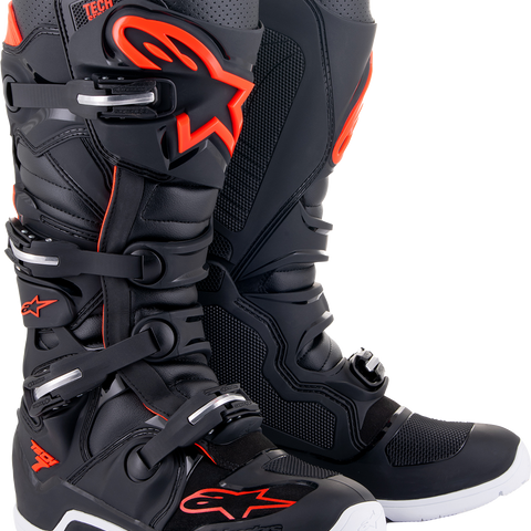 ALPINESTARS Tech 7 Enduro Boots - Black/Red Fluorescent - US 12 2012114-1030-12