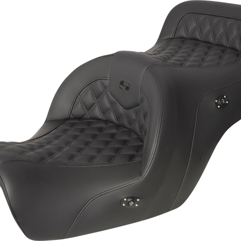 SADDLEMEN RoadSofa* Seat - without Backrest - Full Lattice Stitch - Black - Heated - GL1500 '88-'00 H88-07-182HCT