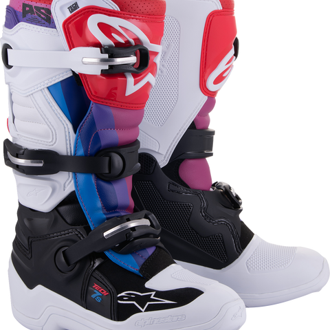 ALPINESTARS Youth Tech 7S Boots - White/Black/Rainbow - US 6 2015017-289-6