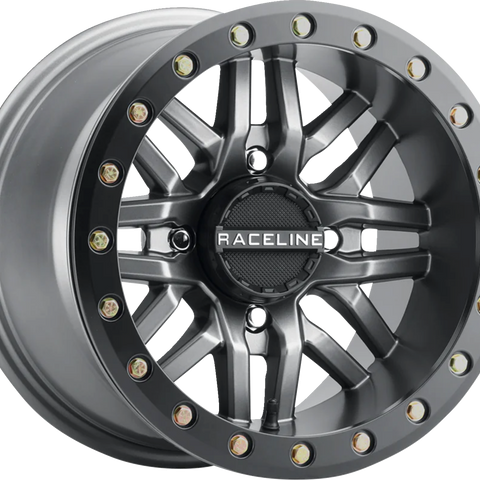 RACELINE WHEELS Wheel - Ryno - Beadlock - Front/Rear - Gun Metal Gray/with Black Ring - 15x7 - 4/156 - 5+2 A91G-57056-52