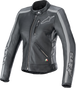 ALPINESTARS Stella Dyno Leather Jacket - Black Tar Gray/Dark Gray - Medium 3113924-1296-M