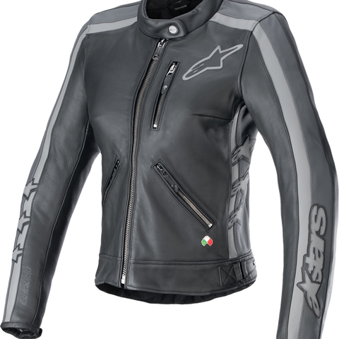 ALPINESTARS Stella Dyno Leather Jacket - Black Tar Gray/Dark Gray - Large 3113924-1296-L