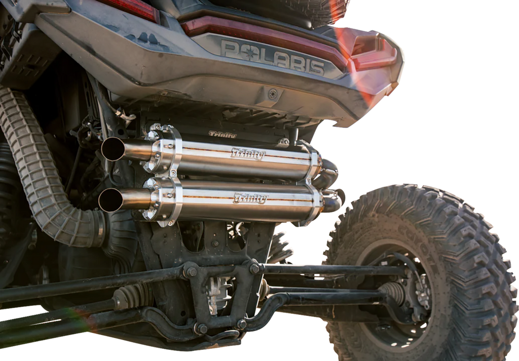 TRINITY RACING Dual Slip-On Mufflers - Brushed Stainless Steel TR-4186S-SS