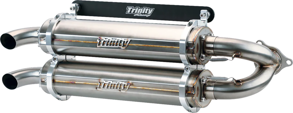 TRINITY RACING Dual Slip-On Mufflers - Brushed Stainless Steel TR-4186S-SS