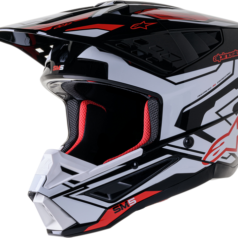 S M5 Action 2 Helmet Blk/Wht/Brt Rd Glossy Md