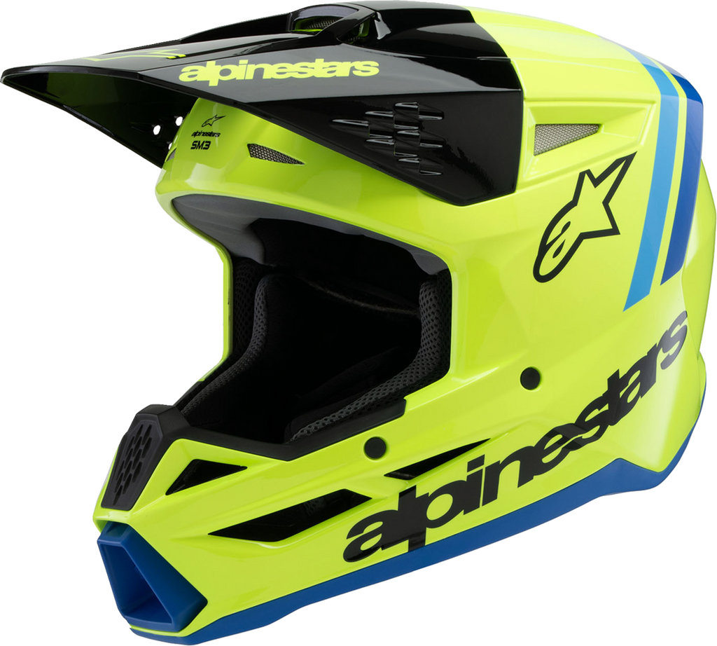 ALPINESTARS Youth SM3 Helmet - Radium - Gloss Yellow Fluo/Black/Blue - Small 8301825-5017-YS