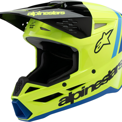 ALPINESTARS Youth SM3 Helmet - Radium - Gloss Yellow Fluo/Black/Blue - Medium 8301825-5017-YM
