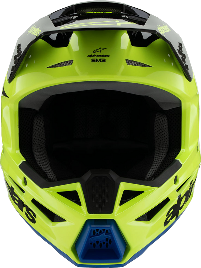 ALPINESTARS Youth SM3 Helmet - Radium - Gloss Yellow Fluo/Black/Blue - Large 8301825-5017-YL