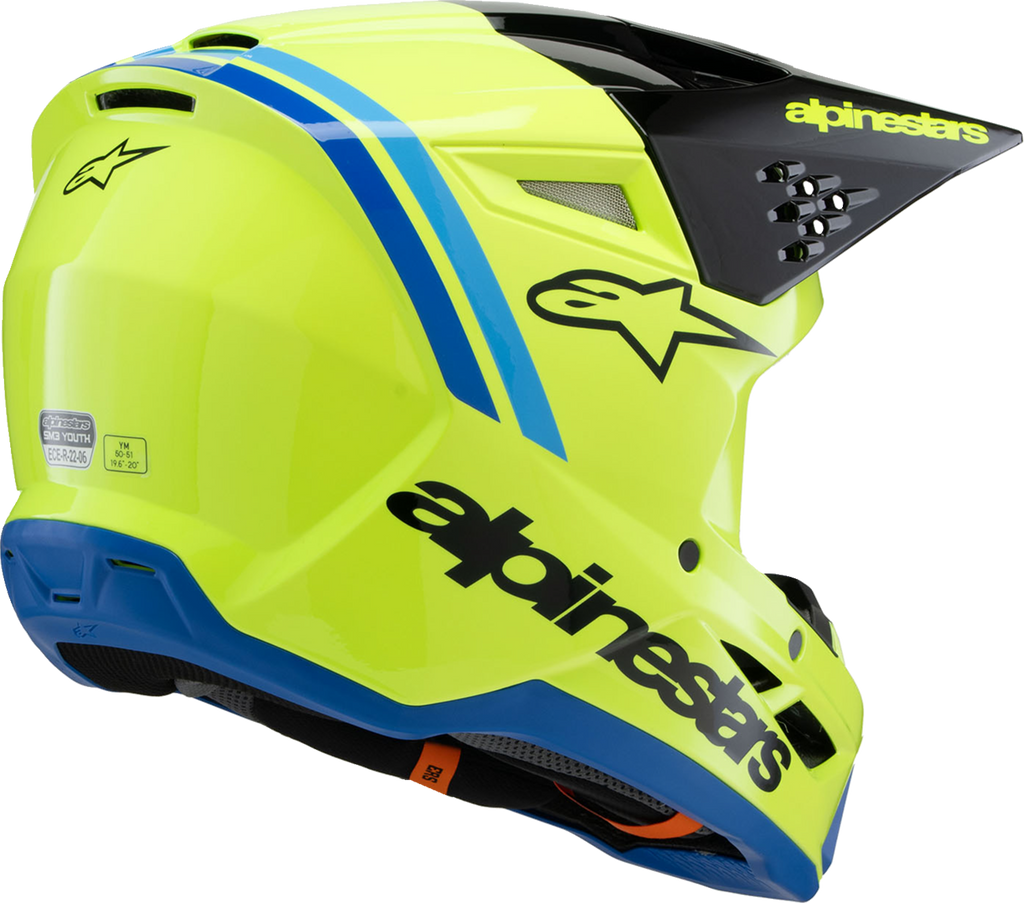 ALPINESTARS Youth SM3 Helmet - Radium - Gloss Yellow Fluo/Black/Blue - Small 8301825-5017-YS