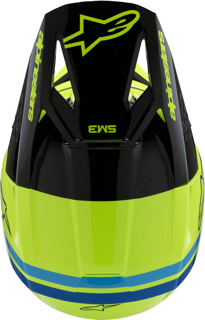 ALPINESTARS Youth SM3 Helmet - Radium - Gloss Yellow Fluo/Black/Blue - Small 8301825-5017-YS