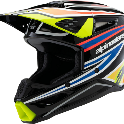 ALPINESTARS Youth SM3 Helmet - Wurx - Gloss Black/Yellow Fluo/Blue/Red - Small 8302025-1574-YS