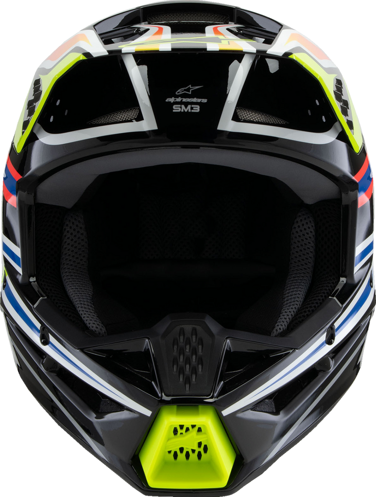 ALPINESTARS Youth SM3 Helmet - Wurx - Gloss Black/Yellow Fluo/Blue/Red - Small 8302025-1574-YS