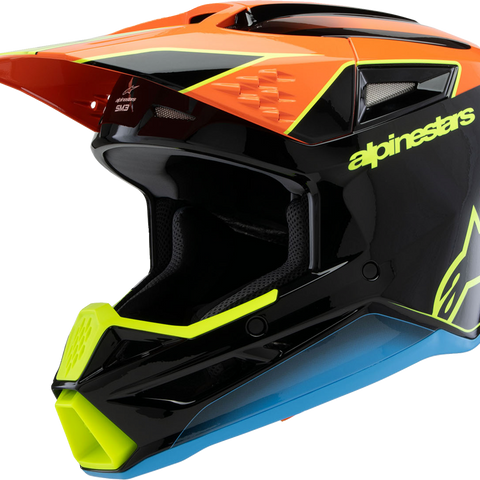 ALPINESTARS Youth SM3 Helmet - Fray - Gloss Black/Orange/Yellow Fluo- Large 8301625-1455-YL