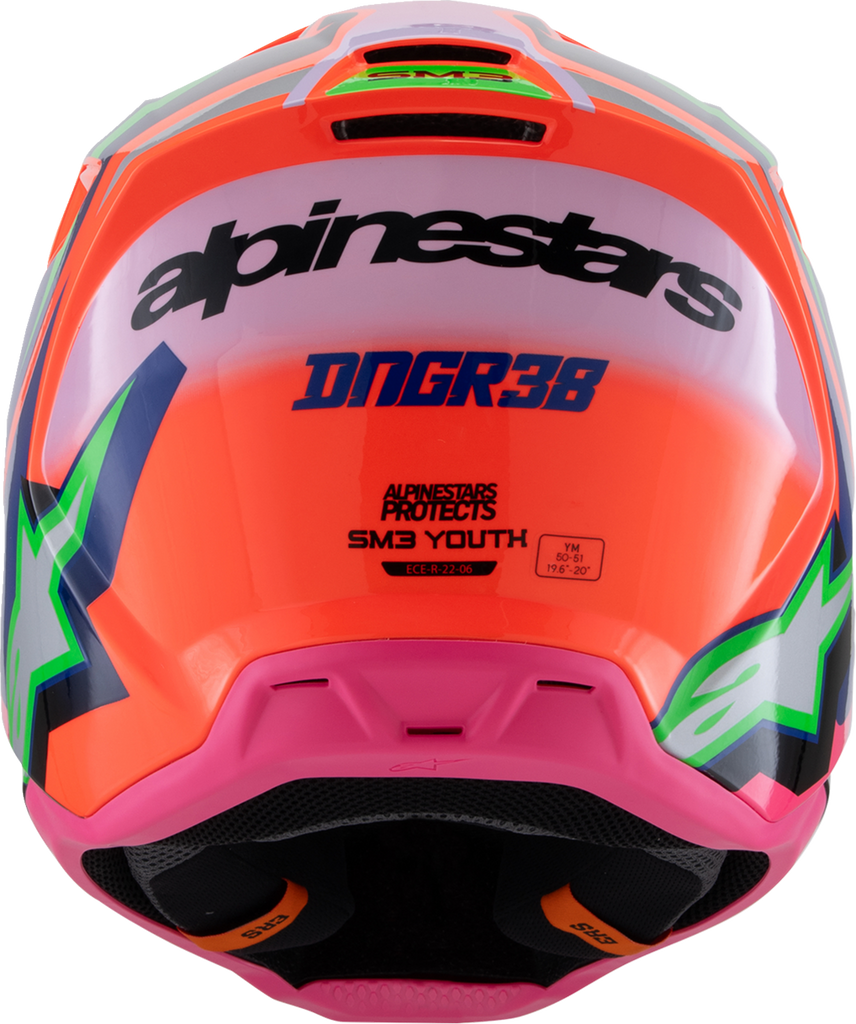 ALPINESTARS Youth SM3 Helmet - Deegan - Gloss Orange Fluo/Purple/Pink Fluo - Small 8301425-433-YS