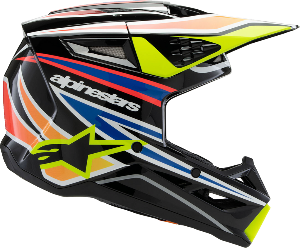 ALPINESTARS Youth SM3 Helmet - Wurx - Gloss Black/Yellow Fluo/Blue/Red - Small 8302025-1574-YS