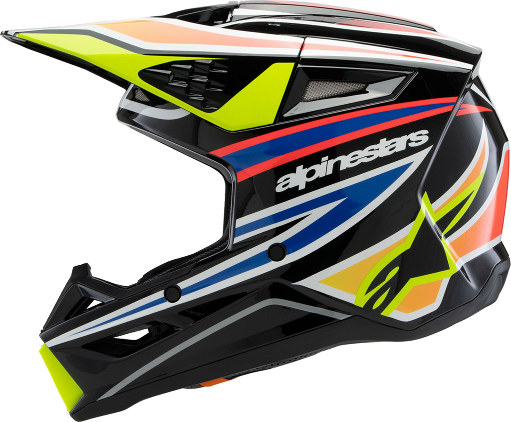 ALPINESTARS Youth SM3 Helmet - Wurx - Gloss Black/Yellow Fluo/Blue/Red - Small 8302025-1574-YS