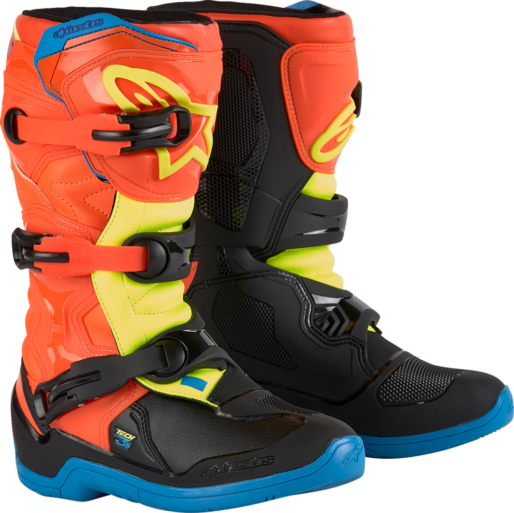 ALPINESTARS Youth Tech3S Boots - Orange/Blue/Yellow/Black - US 8 / EU 42 2014024-4755-8
