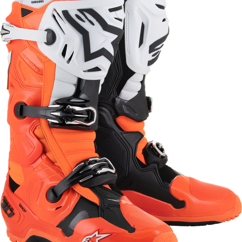 ALPINESTARS Tech 10 Enduro Boots - Fluorescent Orange/Black/White - US 14 2010025-4512-14