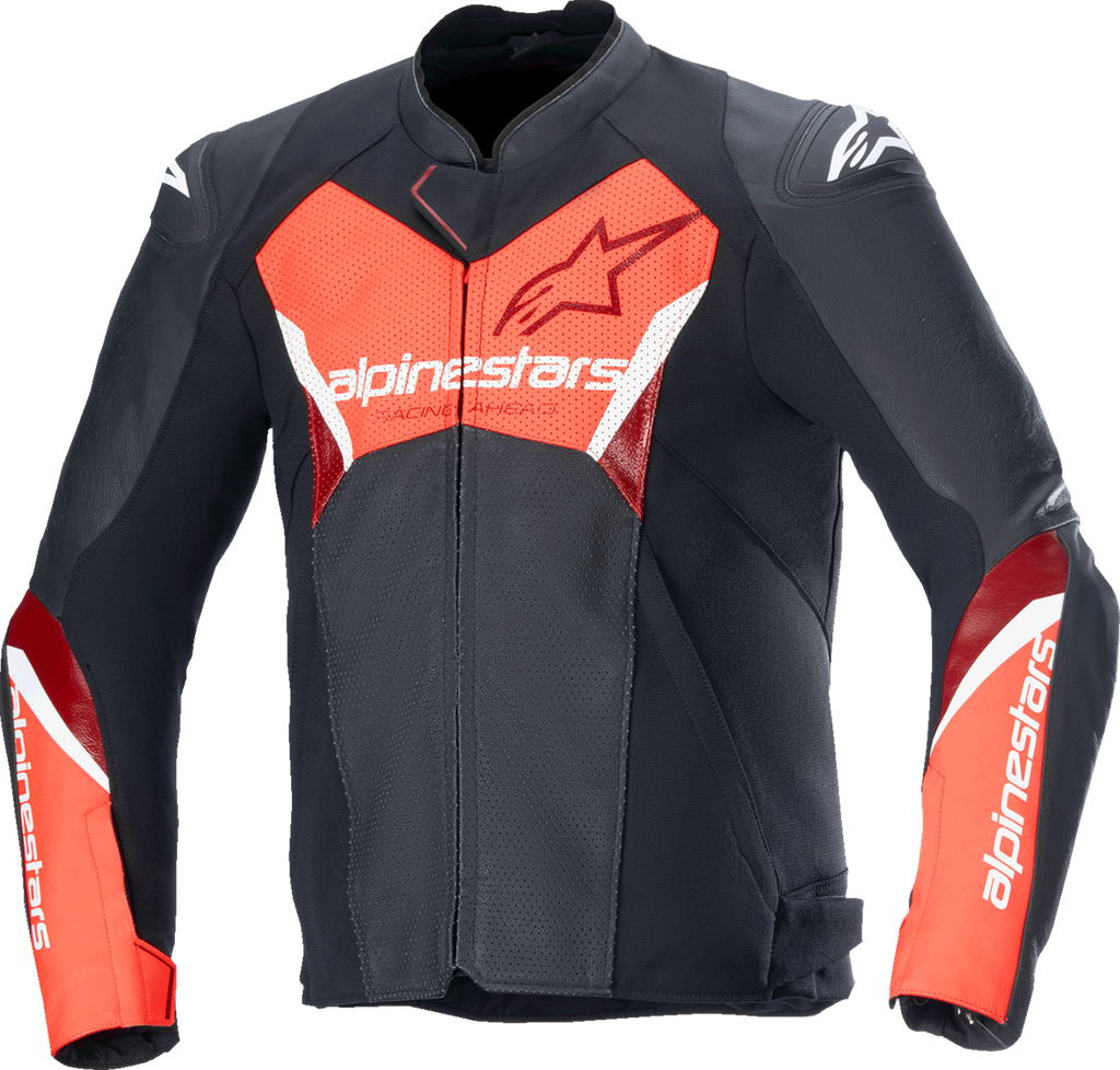 ALPINESTARS Faster v3 Airflow Leather Jacket - Black/Red Fluo - US 40 / EU 50 3103625-1030-50