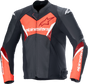 ALPINESTARS Faster v3 Airflow Leather Jacket - Black/Red Fluo - US 46 / EU 56 3103625-1030-56