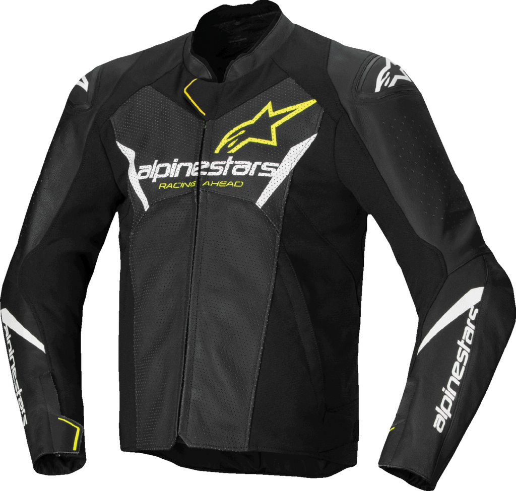 ALPINESTARS Faster v3 Airflow Leather Jacket - Black/White/Yellow Fluo - US 50 / EU 60 3103625-125-60