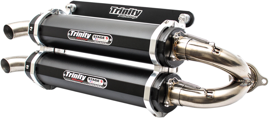 TRINITY RACING Stage 5 Slip-On Dual Muffler - Black TR-4152S-BK