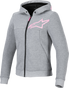ALPINESTARS Stella Chrome v2 Sport Hoodie - Heather Gray/Fluo Pink - Small 4210225-9197-S