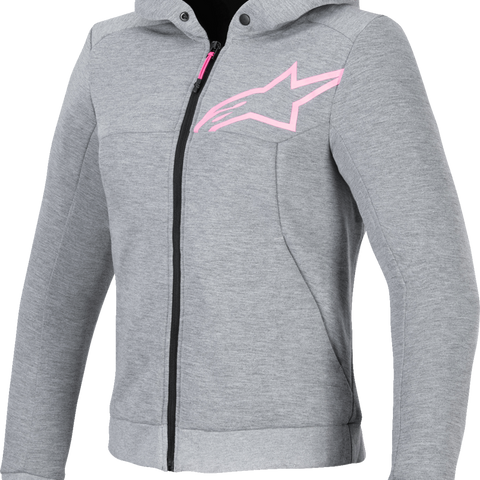 ALPINESTARS Stella Chrome v2 Sport Hoodie - Heather Gray/Fluo Pink - Small 4210225-9197-S