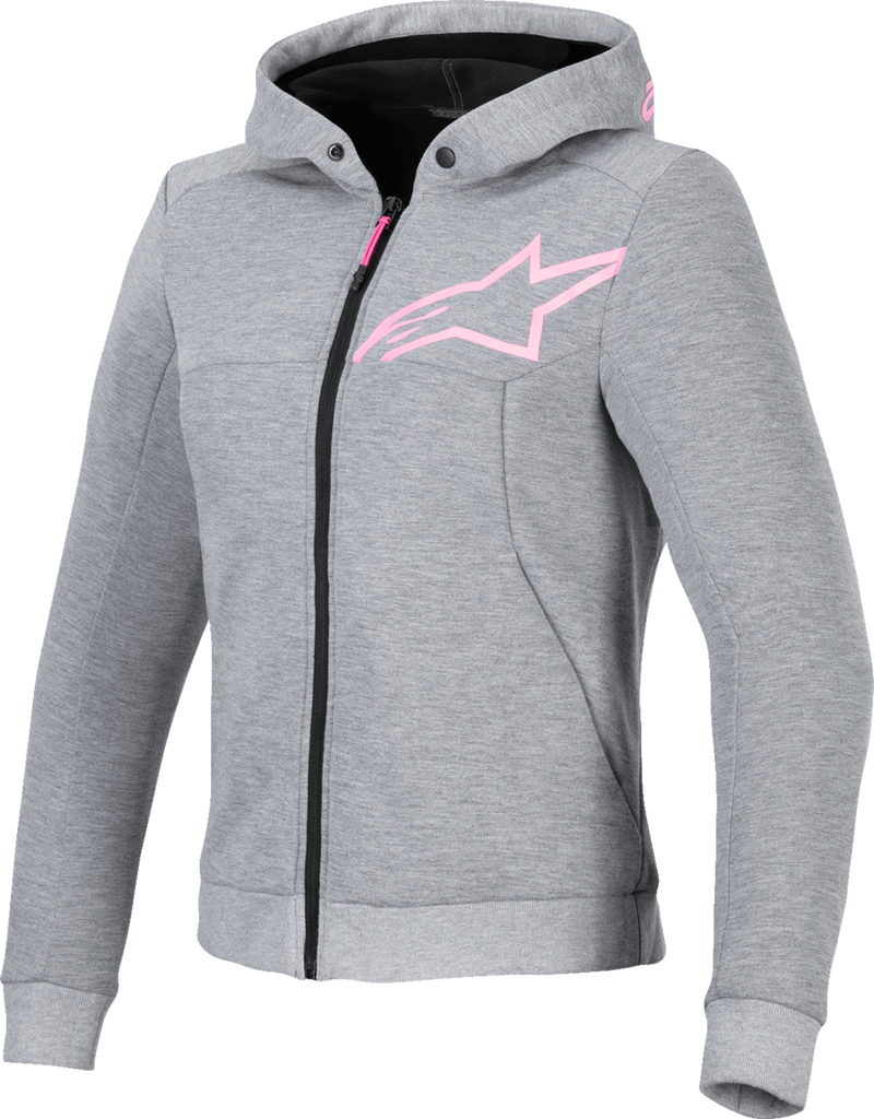ALPINESTARS Stella Chrome v2 Sport Hoodie - Heather Gray/Fluo Pink - 2XL 4210225-9197-2XL