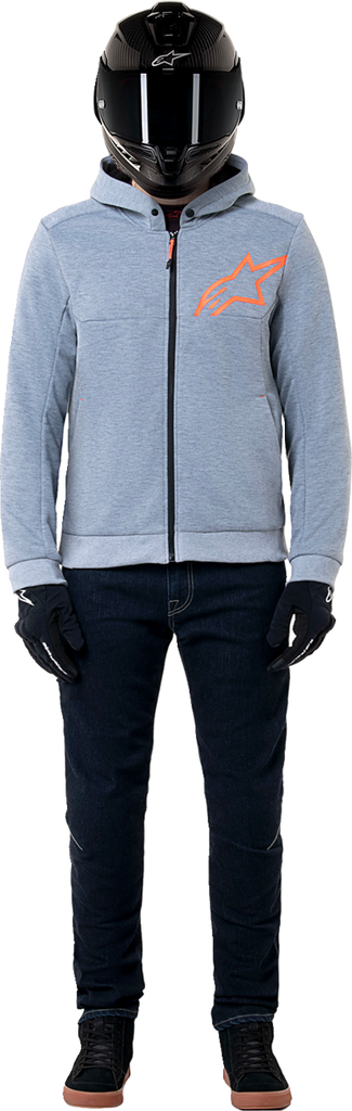 ALPINESTARS Chrome v2 Sport Hoodie - Heather Gray/Red Fluo - Large 4200325-9199-L