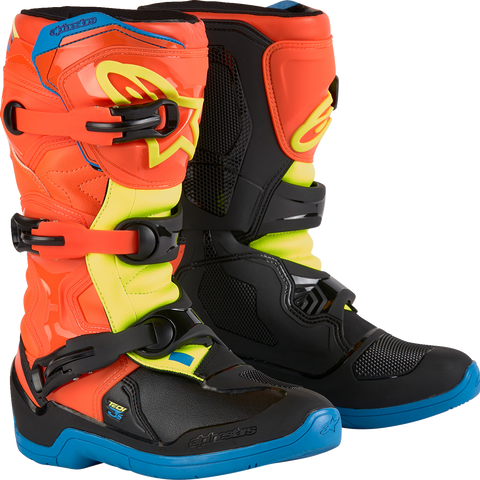 ALPINESTARS Youth Tech3S Boots - Orange/Blue/Yellow/Black - US 6 / EU 39 2014024-4755-6