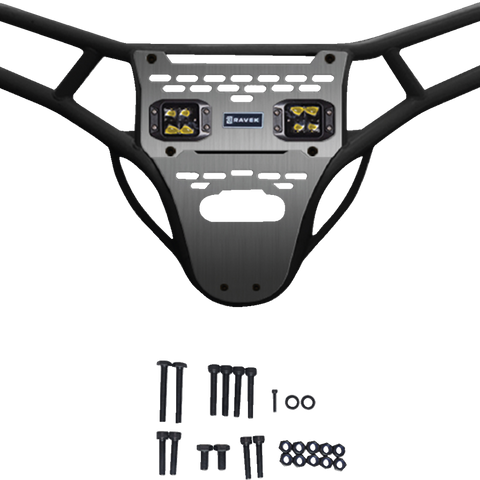 RAVEK Front Bumper/Skid Plate with Amber Lights - Black - RZR XP 1000 64-317BKLA