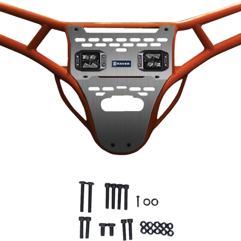 RAVEK Front Bumper/Skid Plate with White Lights - Orange - RZR XP 1000 64-317ORL