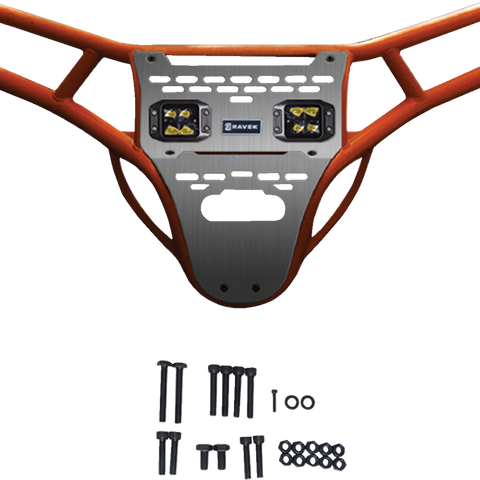 RAVEK Front Bumper/Skid Plate with Amber Lights - Orange - RZR XP 1000 64-317ORLA