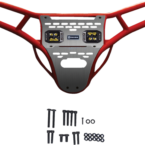 RAVEK Front Bumper/Skid Plate with Amber Lights - Red - RZR XP 1000 64-317RDLA