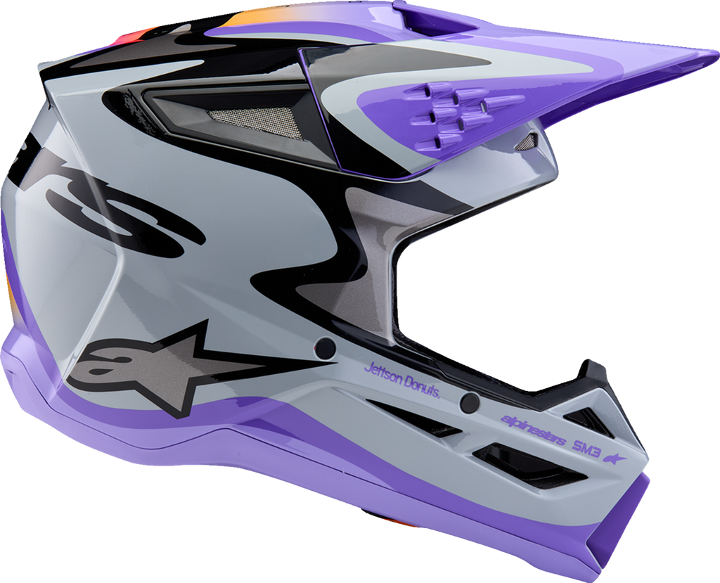 ALPINESTARS Youth SM3 Helmet - Jettson - Glosss Black/Gray/Purple - Large 8303226-9277-YL